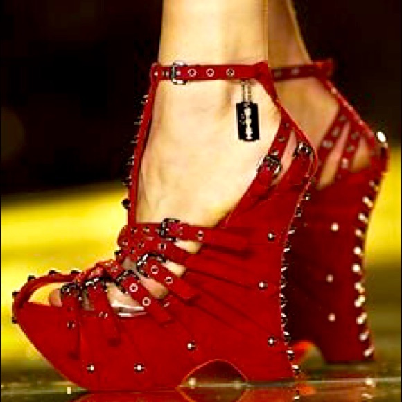 Dior John Galliano Vintage Black Python Embellished Charm Sandal Platform Heels - Picture 8 of 14